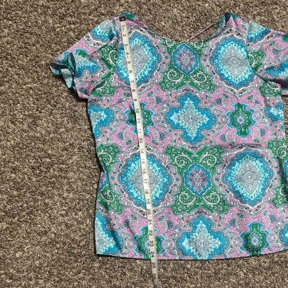 Talbots Blue and Green Paisley Blouse - Picture 8 of 10